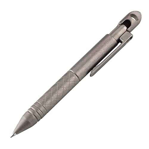 SMOOTHERPRO Titanium Bolt Action Pen with Tungsten Side for EDC Pocket Outdoor Collection Signature Office School Color Stonewash (TI01BK)