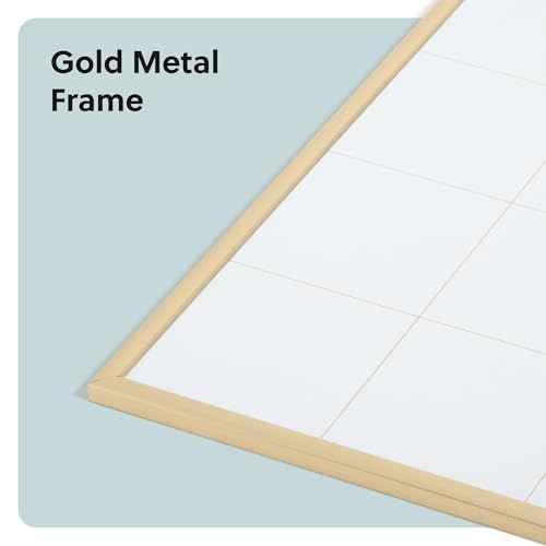 U Brands Magnetic Dry Erase Calendar White Board for Wall, 24" x 18", Dry Erase Board White Board Calendar with Gold Aluminum Frame, Includes a Magnet and a Marker
