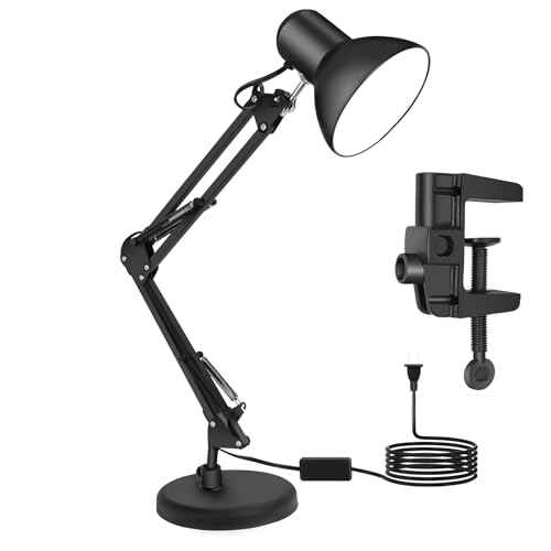 Metal Desk Lamp with Clamp, Clip Desk Lights for Home Office, Work, Study, Reading, Multi-Joint, Black£¬Swing Arm, Adjustable Gooseneck Table Lamp