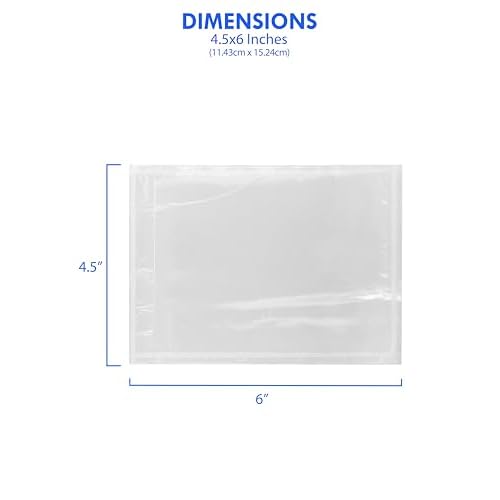 1000 Count 4.5" x 6" Shipping Label Envelopes, Clear Packing List Pouches with Self-Adhesive Back, Top Loading for Shipping Labels Sleeves, for Packing Slips, Labels Invoices & Paperwork. GPI