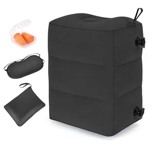 RISEPRO Adjustable 3-Layer Inflatable Travel Foot Rest Pillow - Black, 1 pc