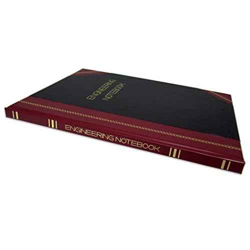BookFactory Professional Engineering Notebook - 168 Pages (.25'' Grid Format), 8'' x 10'', Engineer Lab Notebook, Black and Burgundy Cover, Section Sewn Hardbound (Made in USA)