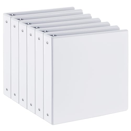 1.5-inch 3 Ring-Binder with 2 Interior Pockets, Premium 1.5''-Binders Holds 325 Sheets US Letter Size 8.5'' x 11'' Paper - Durable, Versatile Binders for Office, Home, and School Use, 6 Pack (White)