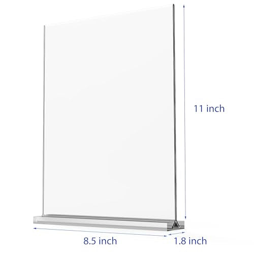 newnewshow 8.5x11 Acrylic Sign Holder 3 Pack - Double-Sided Vertical Display