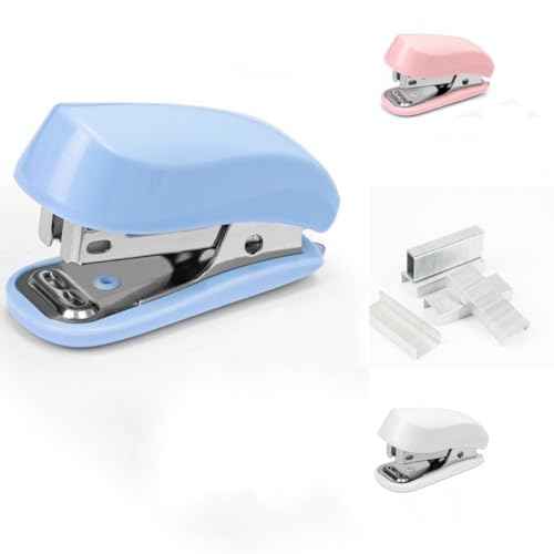 Pink Color Mini Stapler with Staples,Small Cute Stapler for Desk,Gift for Student or Office Use (Pink)