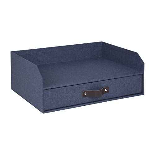Bigso Walter Letter Tray for A4 or Letter Size Documents - Paper Tray Organizer for Desk with Storage Drawer and Stable Rubber Feet - 13.1in x 10in x 5.2in - Blue
