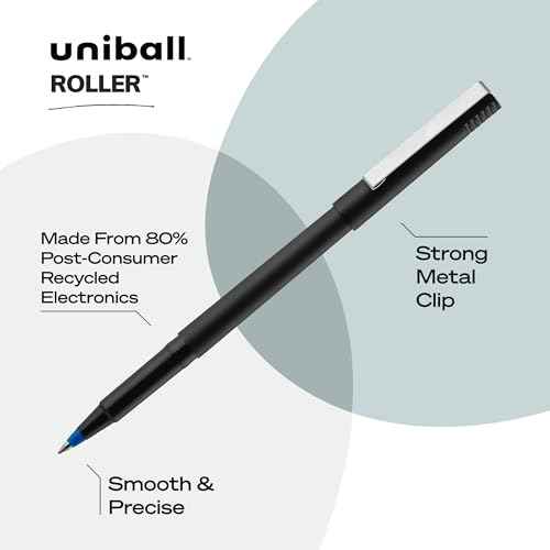 uniball Roller Rollerball Pens, Micro Point (0.5mm), Blue, 72 Pack