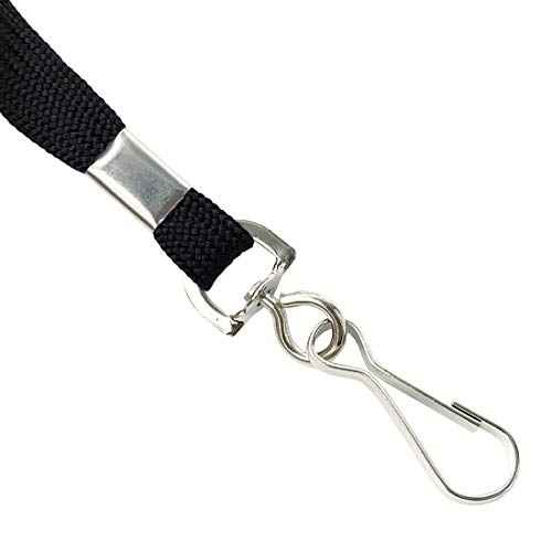 Bird Fiy Lanyards Safety Black Lanyards Neck Flat Premium Breakaway Badge Lanyard with J-Hook for ID Nametag Badge Holder (Black, 50 PCS)