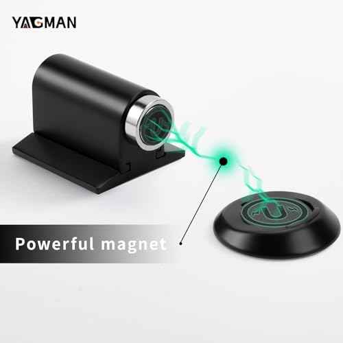 2 Pack Magnetic Door Stoppers Retractable Bottom of Door Holder No Drilling Mount Heavy Duty Floor Door Stop with Screws and Adhesive Catch Door Keep Door Open Matte Black MB-2