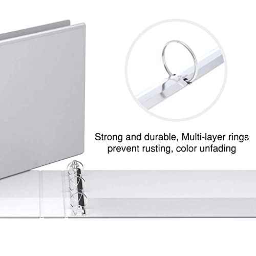 4 Pack of 8.5" X 11" Landscape View Binder, 3-Ring 1-Inch Capacity Round Ring, White Horizontal Formatted with Clear Cover Pockets, Perfect for Documents, Spreadsheets, Projects and More