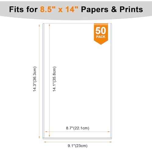 Ndsox 50 Pack 8.5" x 14" Rigid Print Protectors Clear Hard Plastic Sheet Protectors Top-Loading Rigid Menu Covers for Legal Size Paper, Documents, Photo, Posters, Prints, Artworks, Birth Certificates