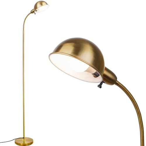 Dimmable Floor Lamp with Flexible Gooseneck and Rotatable Shade, Modern Style Standing Tall Lamp, E26 Socket, LED Reading Lamp (Gold)