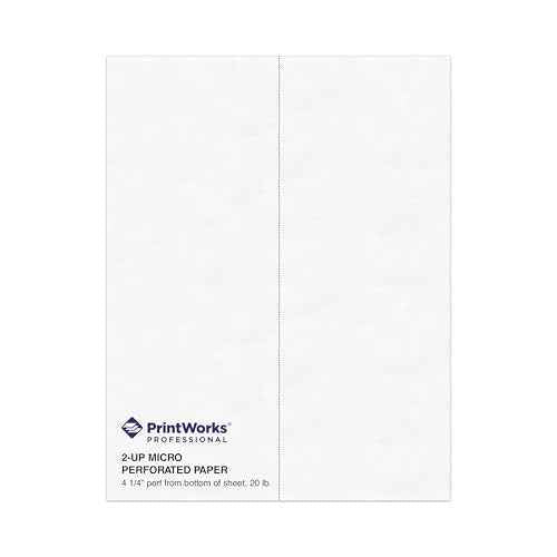 PrintWorks Professional 4 1/4" Vertical Perforated Paper 8.5" x 11" - Perfect For Menus & Booklets - Made in the USA - 500 Sheets - 20 lb - Printer Compatible - White (04339)