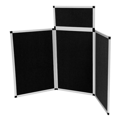 Black 3+1 Panel Trifold Tabletop Display Board with Storage Bag - Portable Presentation