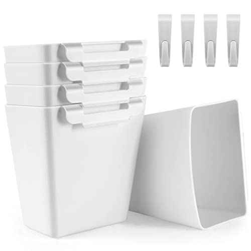 5 Pack Hanging Cup Holders, Multipurpose Rolling Cart Accessories Utility Cart Accessories For Art Craft Supplies, Space Saving Hanging Storage Basket Pencil Holder Makeup Organizers (White)