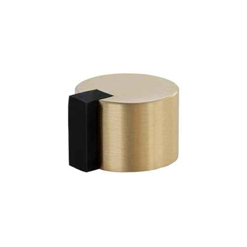 EVI Door Stoppers | Brass Door Stop - Adhesive Fastening - Black Protector Rubber - 1.1 x 0.79 Inch Door Stopper