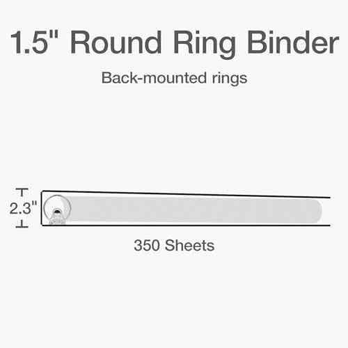 Oxford Ring Binders, 1.5" Round Ring Binders, View Binder, Covers on 3 Sides, XtraLife Hinge, Non-Stick, PVC-Free, White, 350 Sheet Capacity (1002547)