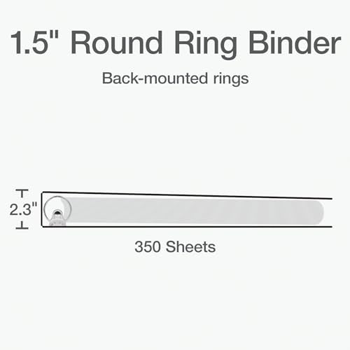Oxford 1.5-Inch White Round Ring Binder, 350 Sheet Capacity, View Cover, XtraLife Hinge