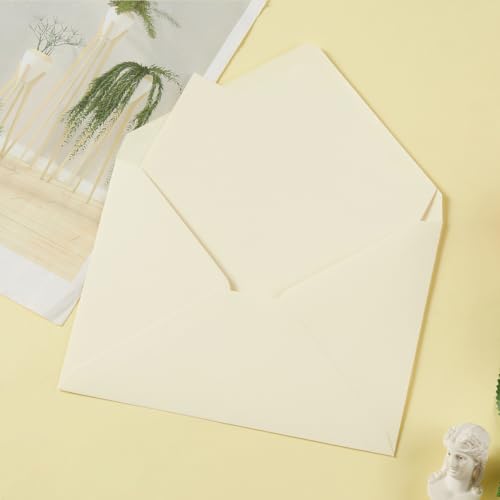 50 Pack Cream Color A7 Invitation Envelopes 5x7 with Stickers for Weddings