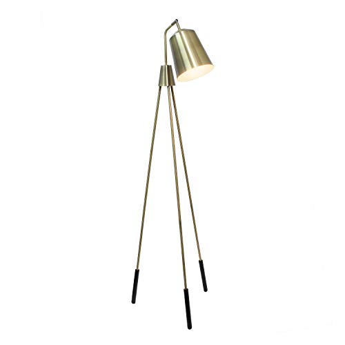 Elegant Designs LF1025-ABS Three Legged Antique Brass Floor Lamp with Shifting Shade