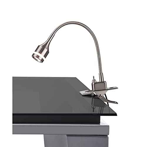 Adesso 3217-22 Prospect LED Clip Lamp, 9.5-14.5 in., 3W LED, Brushed Steel, 1 Clip Lamps