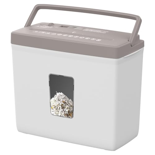 Suntiko Compact 5-Page Cross Cut Shredder - White & Brown Home Office Security