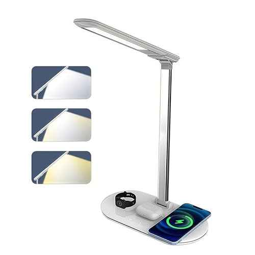 LED Desk Lamp for Home Office 15W 500LM Metal Touch Control Desk Light 3 Color Modes 5 Brightness Level Eye Caring Task Lamp for Reading Sewing Crafts School Supplies Puzzle Light White