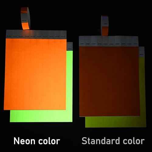 DGBDPACK 500 Pcs Neon Wristbands, 1-500 Consecutive Numbers, 5 Colors, Waterproof Tearproof Wrist Straps Admission Bracelets Tickets (Assorted)