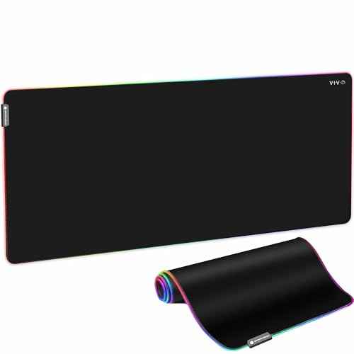 VIVO Large 60 x 24 inch Full Size Desk Pad with RGB Lighting for Office Ambience and Immersive Gaming, Oversized Mouse Pad Table Top Cover, 12 Color Modes, Non-Slip Base, Black, DESK-PAD60-24