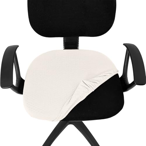 Smiry Ivory Chair Seat Cover for Office Chair - Anti-Dust Stretch Jacquard