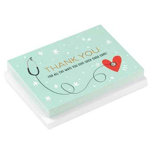 Hallmark Healthcare Thank You Card Pack (20 Blank Cards with Envelopes) for Nurses Day, Doctors, Physician Assistants, Medical Professionals