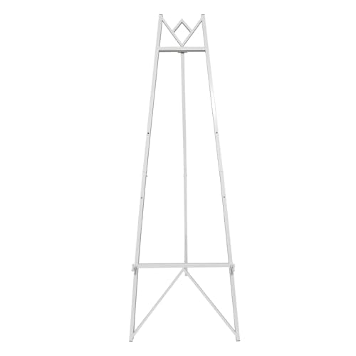 Iron Adjustable Arts & Crafts Easels,58 Inch Floor Easels for Display Wedding Sign,Metal Easel Stand with Chain Support for Mirror(White)
