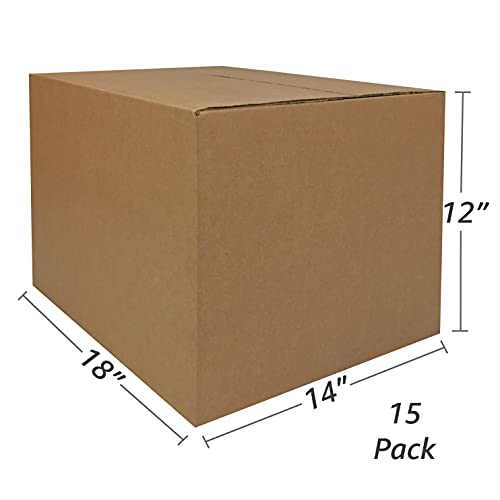 Medium Moving Boxes 18x14x12 Inches Pack of 15 - Durable Packing Storage