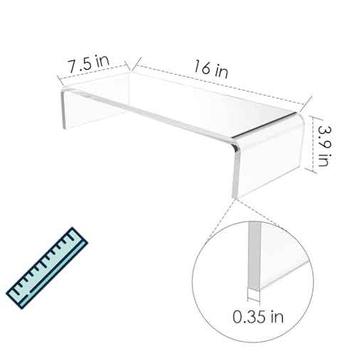 Acrylic Cat-Proof Laptop Stand & Keyboard Protector - 16" Clear Monitor Riser with Non-Slip Base for Home Office, Ergonomic Desk Organizer (Supports 60lbs)
