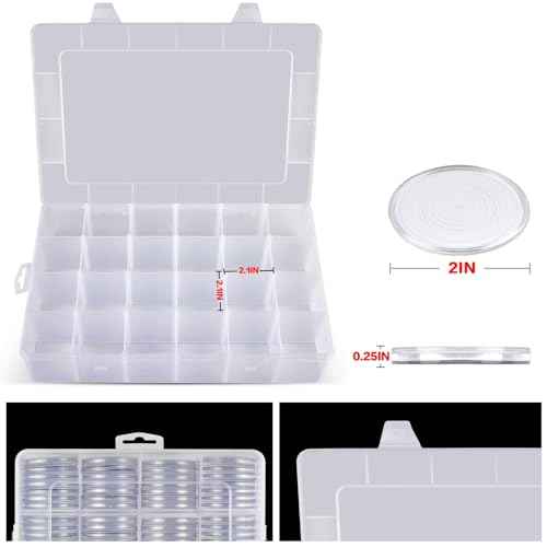 Coin Capsules 46mm with Foam Gasket and Plastic Storage Organizer Box, 6 Sizes (20/25/27/30/38/46 mm) Coins Collector Case Holder for Collection Supplies-168 Pieces