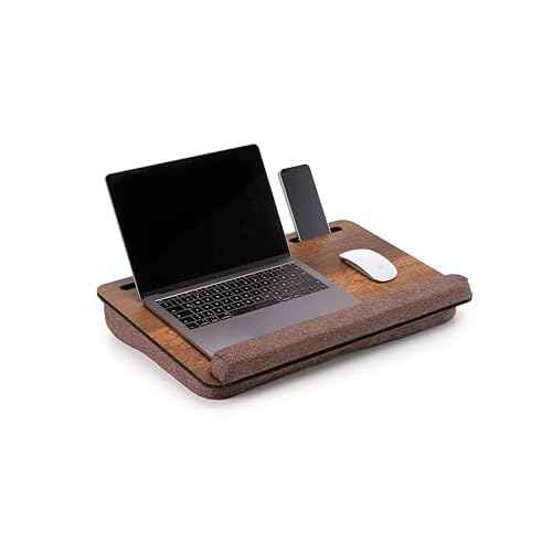 Portable Laptop Desk ? Lapdesk with Cushion, Laptop Stand for Bed, Lap Desk for Laptop and Lap Desk for Bed, Portable Desk for Lap top, Notebook Bed Tray (Walnut & Brown)