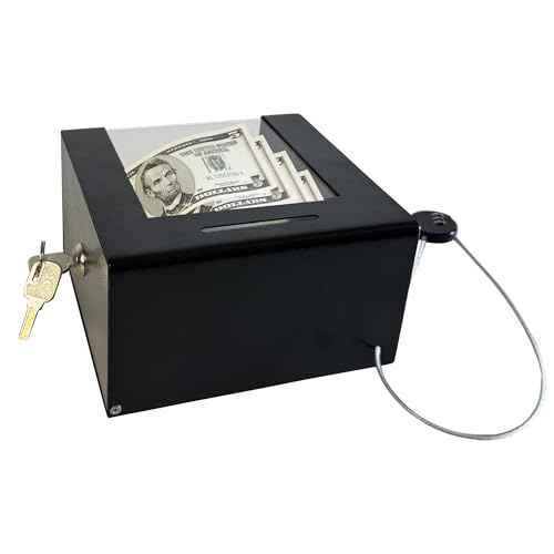 Steel Locking Tip Box - Heavy-Duty Secure Tip Jar with Combination Cable Lock, Ideal for Taxi Tips, Donations, Suggestions, Business Cards, Cash, and More in Family Churches, Restaurants, and Events.