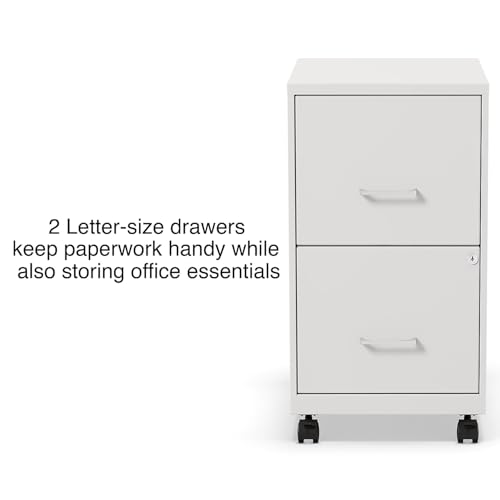 Staples 2-Drawer Vertical File Cabinet, Letter Size, Lockable, White, 1 Pack