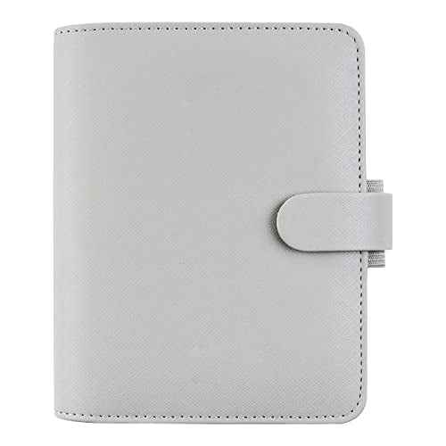 Filofax Saffiano Organizer, Pocket Size, Granite - Cross-Grain, Leather-Look, Six Rings, Week-to-View Calendar Diary, Multilingual, 2025 (C028812-25)