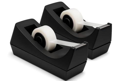 Business Source 1-Inch Desktop Tape Dispenser Pack of 2, Black Office Supplies
