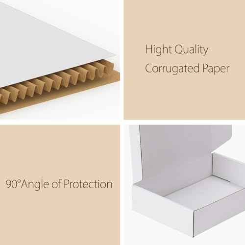RLAVBL 9x6x2 Shipping Boxes Set of 50, White Corrugated Cardboard Box for Packing, Mailing, Business