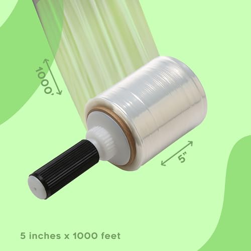 The Boxery 5" x 1,000 ft Clear Hand Stretch Wrap with Reusable Handle