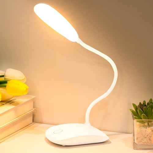 Battery Powered Desk Lamp, Portable Lamps Rechargeable 3 Color Modes Touch Control Stepless Dimming, Wireless Desk Lamp with 2000mAh, Small LED Table Light for Dorm Study Office Bedroom,Black