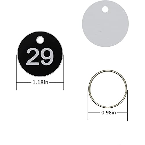 Plastic ID Number Tags Key Tags Engraved Number with Key Rings Black 1-300