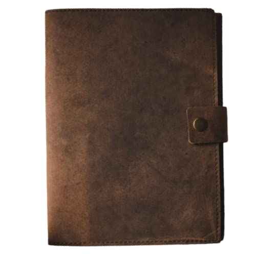 Refillable Leather Journal | Premium Lined A5 Notebook Cover | 200 Ruled Writing Pages | Card Holder Slot | Leather Bound Journals for Men & Women, Best Gift Travel Diary, Cool Planner