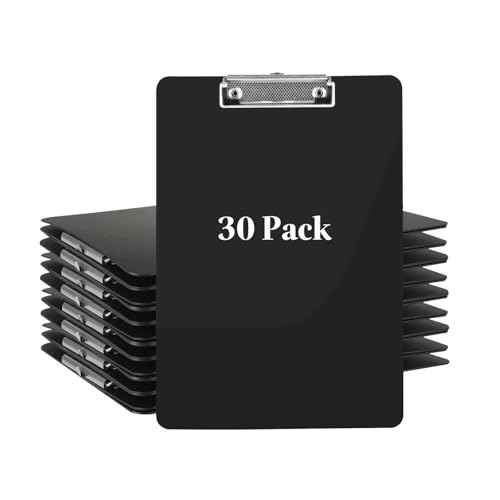CertBuy 30 Pack Black Clipboards, Black Plastic Clipboards, Plastic Office Clipboard 12 x 8.7 Inch Letter Size for Classroom, Teacher, School, Home, Office Supply