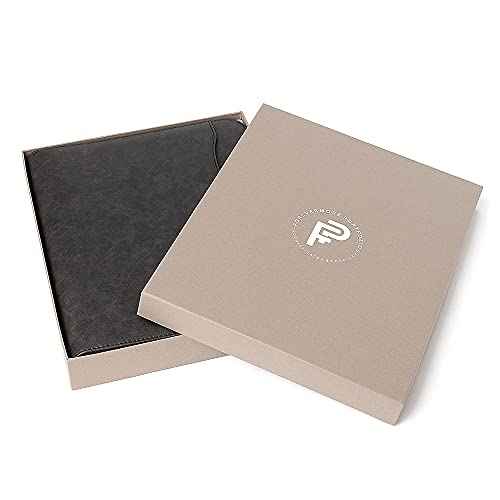 Forevermore Portfolios Portfolio Organizer - 3 Ring Binder with Notepad - 1.5 Inch Rings - Zippered Storage Pockets for Papers, Travel Documents, Presentation Folder, Cards, Passport, Tickets - Black