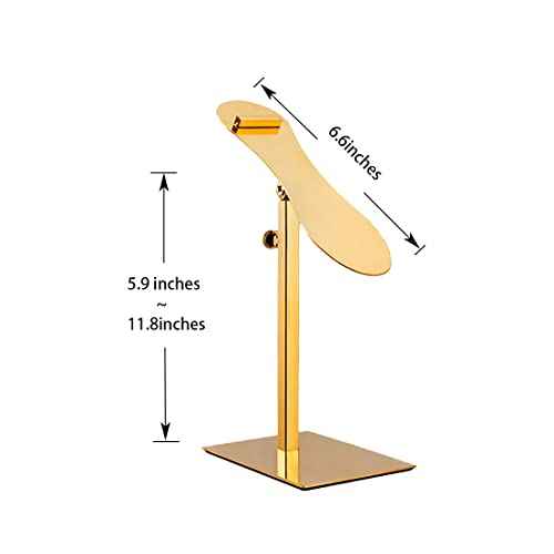 Shoe Display Stand Golden, Risers Stand Countertop Adjustable Shoe Rack Retail Supplies Stainless Steel Shoe Display, 2 Sets of Shoe Rack
