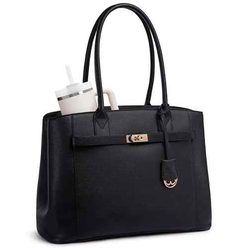 LOVEVOOK Laptop Tote Bag for Women, Large Computer Work Bag for Teacher Nurse Business PU Leather Brifecase Handbag