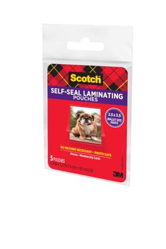 Scotch Self-Sealing Laminating Pouches Wallet Size, Glossy Finish - Single Pack